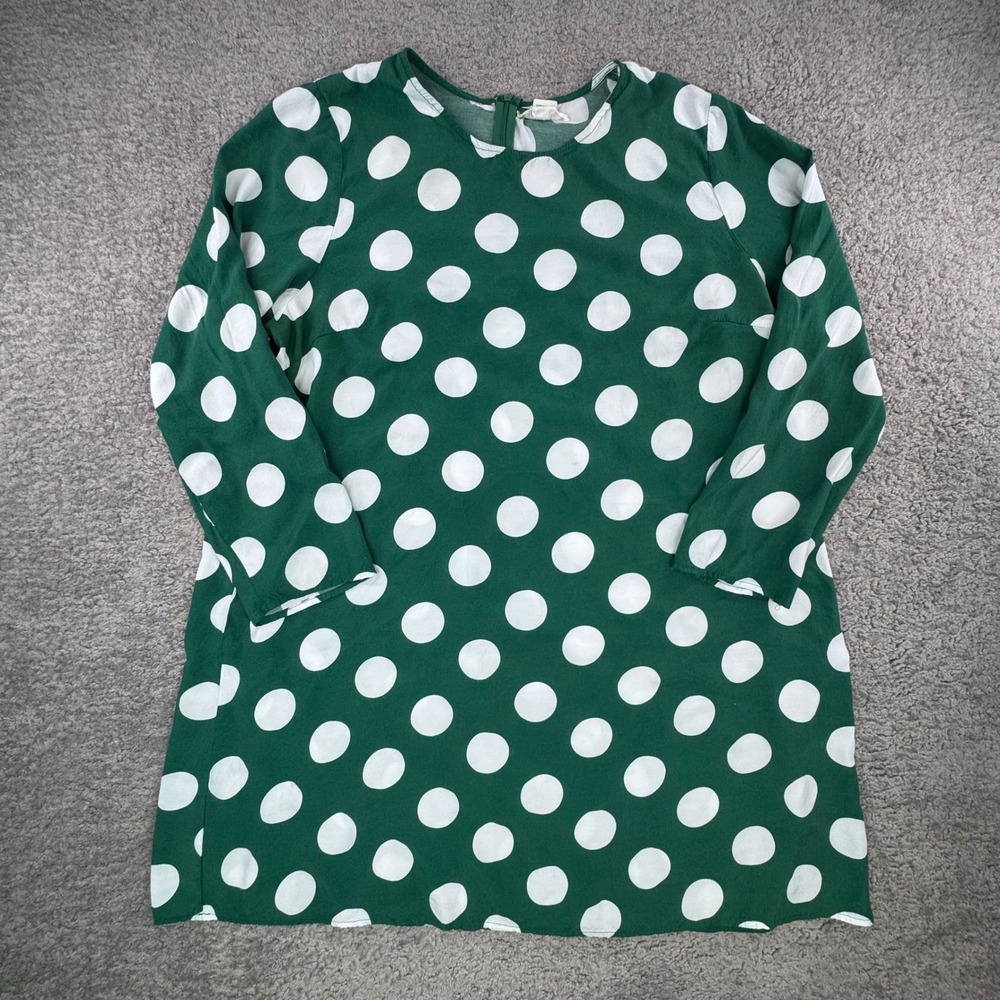 Glamorous Curve Green White Polka Dot Shift Dress Long Sleeve US 18 Tunic Mini
